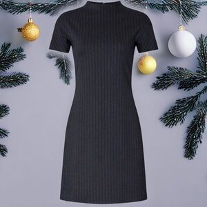 Theory Dolman Sleeve Shift Dress in Navy Blue “Pale Stripe Knit” Size Large